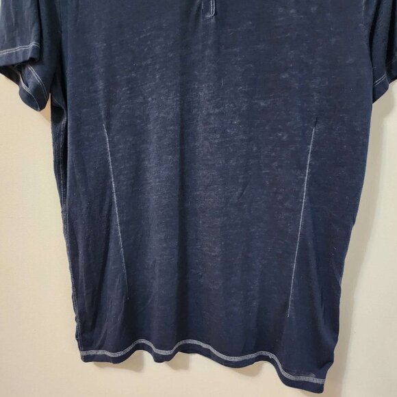 Mens Relaxed Fit Blue Button Up Short Sleeve Shirt Medium b20 - Picture 6 of 6